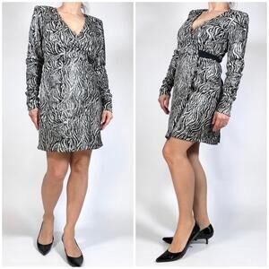 NEW! Andamane Zebra Sequin Dress Size S Black/White